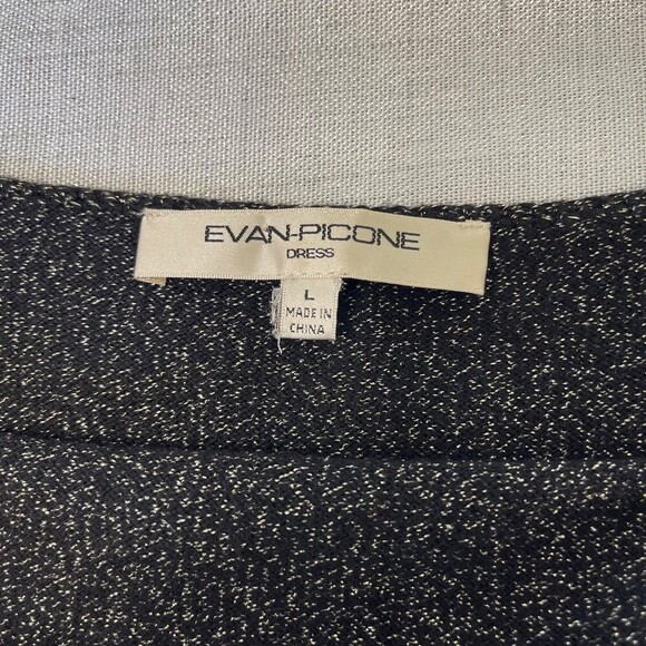 Evan Picone Party Holiday Dress. Black Gold Metalic Size L - Picture 4 of 9